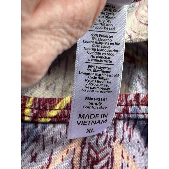 Lularoe Long Sleeve Tunic Shirt XL Stretchy Multicolor Geometric Preloved - Picture 6 of 7